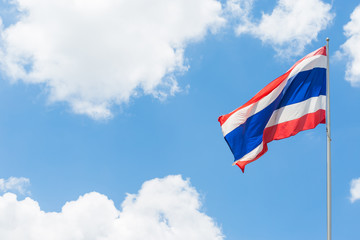 Thai flag waving on blue sky