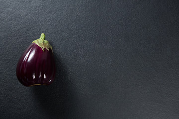 High angle view of eggplant on slate