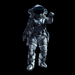 Astronaut in darkness. Mixed media