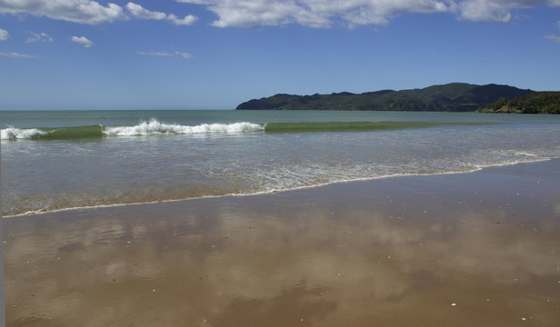 Reflections in the wet sand, Coopers Beach New Zealand East Coast