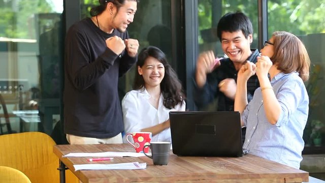 asian freelance team working successful