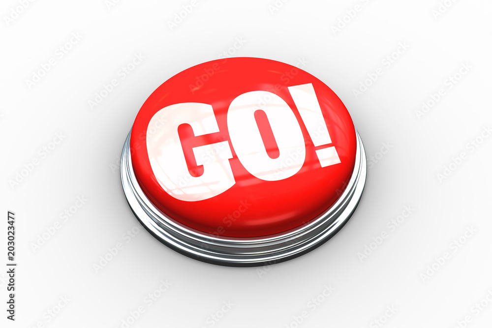 Poster the word go on digitally generated red push button