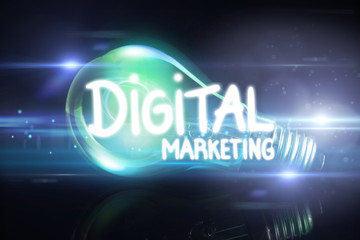 digital marketing against glowing light bulb