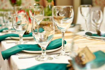 Serving table for a festive dinner