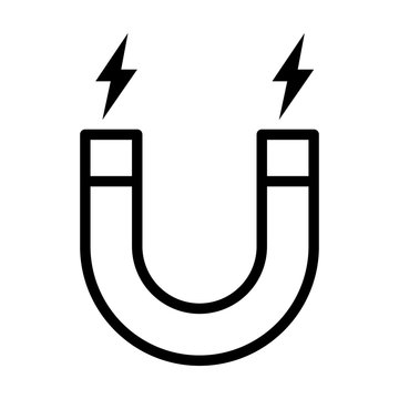 Horseshoe Magnet With Magnetic Charge Line Art Vector Icon For Apps And Websites