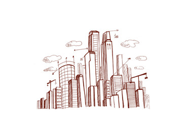 Fototapeta premium City plan hand drawn on white background