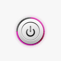 Power button technology logo, digital art techno concept, on off icon