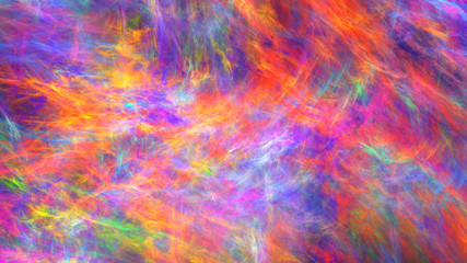 Abstract painted texture. Chaotic red, pink, orange and blue strokes. Fractal background. Fantasy digital art. 3D rendering.