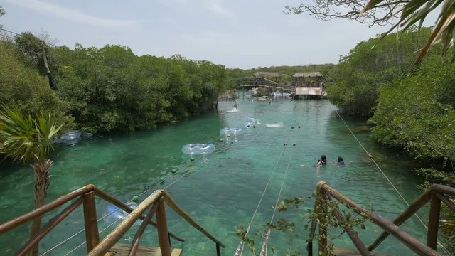 Zip line at Xel-Ha Park in Cancun