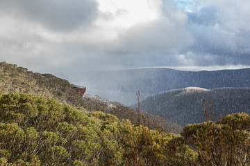Rainshower on Mount Hotham in the Victorian  Alps, Australia