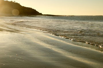 Sea waves on a beach ocean background in sunny day
