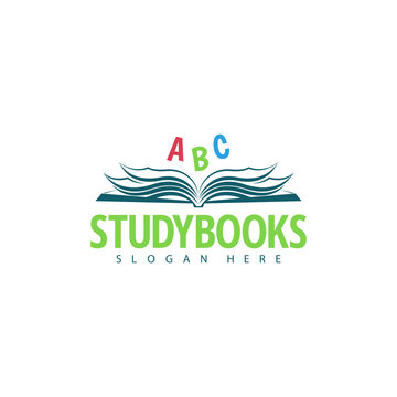 Logo template. Bookstore logo design. Study books.
