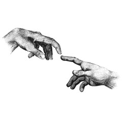Fototapeta premium freehand sketch of human hand on white background, power, tired