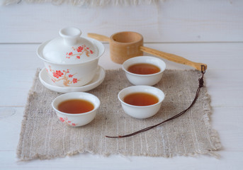 Chinese red tea Dian Hong in the shape of a brick