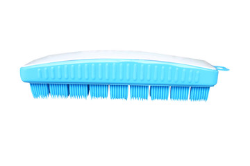 Blue plastic  brush for cleaning clothes,Washing brush isolated on white background