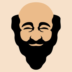 Chinese  man  face head vector illustration  front