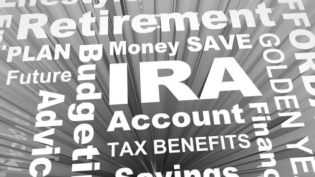 IRA Individual Retirement Account Savings Plan Word Collage 3d Animation