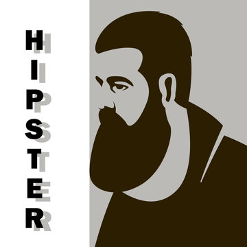  hipster face head vector illustration profile side