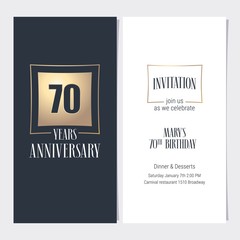 70 years anniversary invitation vector