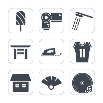 Premium fill icons set on white background . Such as hygiene, house, shower, clean, equipment, wash, photography, basketball, stick, work, home, fruit, bath, photographer, bathroom, electric, shrine
