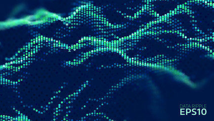 Data wave abcstact vector background. Technology composition. Cyber bigdata flow