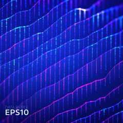 Abstract data ripple layers background. Data wave futuristic information concept. Chart analysis