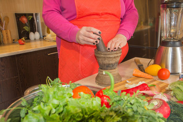 Working time in the kitchen. preparing for a healthy organic meal, Woman cooking in the kitchen