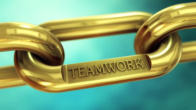Teamwork as symbol on gold chain. Together for success.
