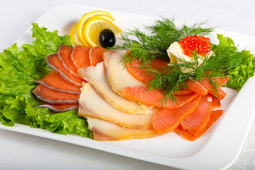 Sliced fish assortment