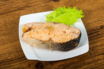 Steamed salmon