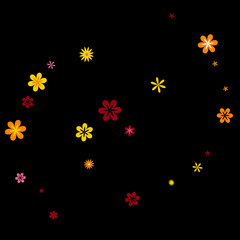 Fototapeta na wymiar Cute Floral Pattern with Simple Small Flowers for Greeting Card or Poster. Naive Daisy Flowers in Primitive Style. Vector Background for Spring or Summer Design. 