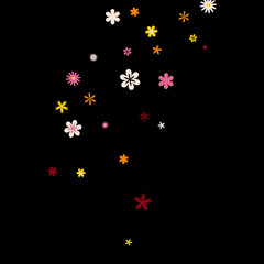 Fototapeta na wymiar Cute Floral Pattern with Simple Small Flowers for Greeting Card or Poster. Naive Daisy Flowers in Primitive Style. Vector Background for Spring or Summer Design. 