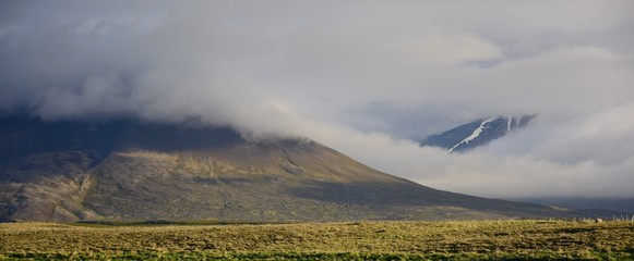 Icelandic landscape - the mountain range Svinadalsfjall in the northwest of Iceland near Blönduos