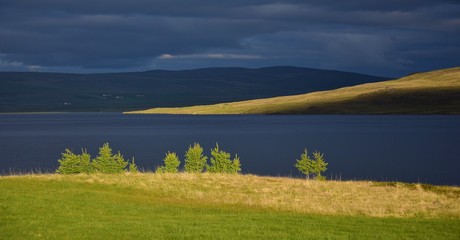 Icelandic landscape - late evening at lake Svinavatn near Blönduos