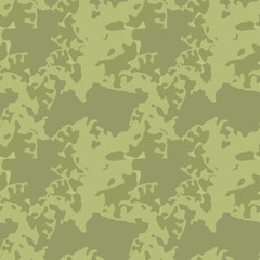 Camouflage seamless pattern. Background in different shades of green. Vector illustration, repeat camo as military print for paintball clothes, backdrop, endless grunge texture