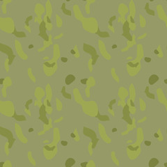 Camouflage seamless pattern. Background in different shades of green. Vector illustration, repeat camo as military print for paintball clothes, backdrop, endless grunge texture