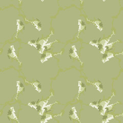 Camouflage seamless pattern. Background in different shades of green. Vector illustration, repeat camo as military print for paintball clothes, backdrop, endless grunge texture