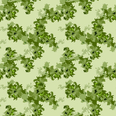 Camouflage seamless pattern. Background in different shades of green. Vector illustration, repeat camo as military print for paintball clothes, backdrop, endless grunge texture