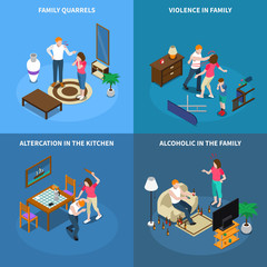 Family Problems Isometric Design Concept