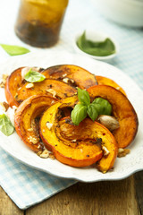 Grilled pumpkin with roasted garlic and fresh basil