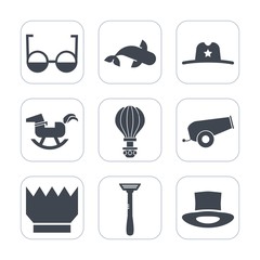 Premium fill icons set on white background . Such as country, eyeglasses, queen, jump, sky, baby, western, texas, gun, fishing, seafood, eye, optical, cowboy, horse, animal, west, fresh, luxury, hat