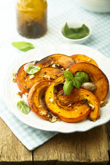 Grilled pumpkin with roasted garlic and fresh basil