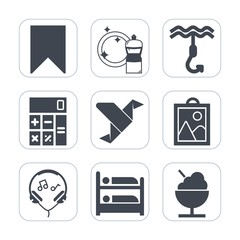 Premium fill icons set on white background . Such as modern, clean, art, concept, food, cleaner, creative, calculator, bookmark, picture, sound, sign, geometric, hostel, financial, bird, finance, star
