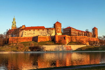 Obraz premium Wawel hill with royal castle in Krakow