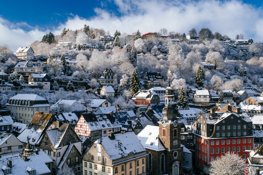 Winter afternoon over Monschau, Germany