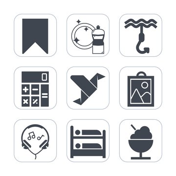 Premium fill icons set on white background . Such as modern, clean, art, concept, food, cleaner, creative, calculator, bookmark, picture, sound, sign, geometric, hostel, financial, bird, finance, star