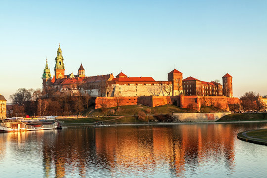 Wawel hill with royal castle in Krakow