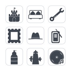 Premium fill icons set on white background . Such as art, bed, picture, blank, kitchen, hammer, wrench, house, toy, background, photo, tool, furniture, work, screwdriver, border, interior, sound, sand