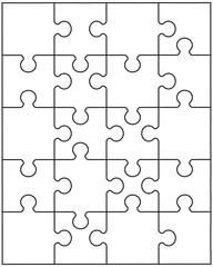 Illustration of separate parts of white puzzle