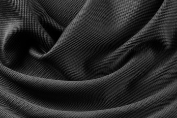 Schwarzes Tuch Seide Struktur Edel Stoff Gewebe Material mit seidiger Textur Macro Closeup...
